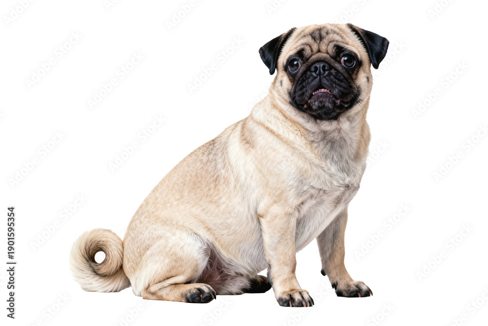 Obraz premium Portrait of a Fawn Pug Dog Sitting