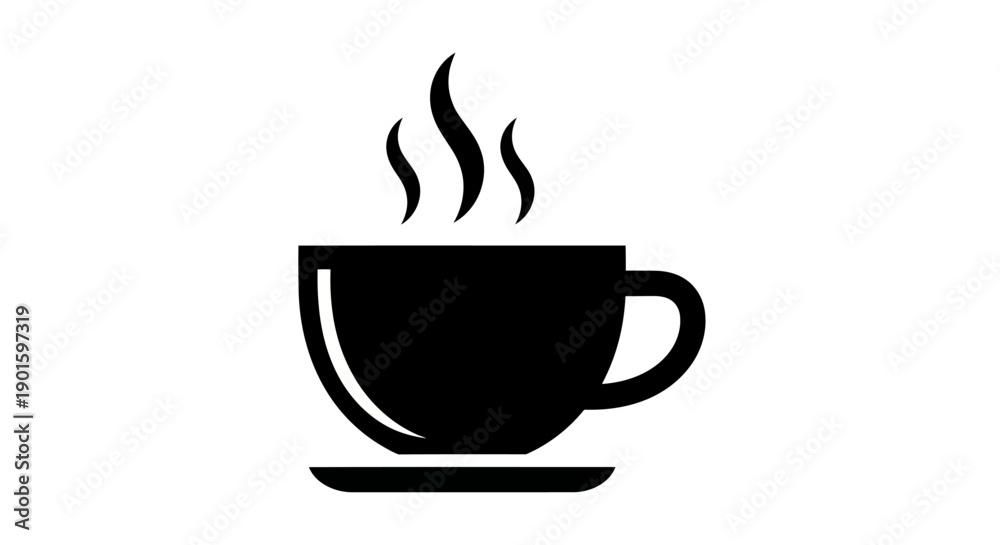 Obraz premium Black coffee cup icon on white background