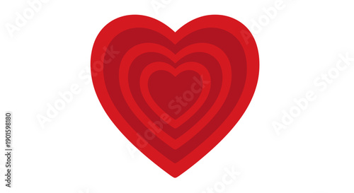 Red concentric heart symbol a flat vector illustration representing love and romance isolated on a white background