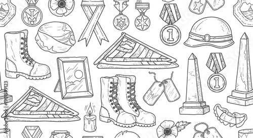 Military Boots, Medals, and Honors in a Graphic Tribute to Heroes