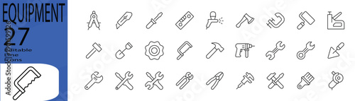 Equipment line editable icon set. Editable stroke. Vector illustration.