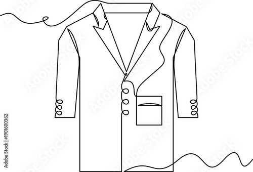 one line art Overcoat vector illustration. line art, one continuous line, simple, hand drawn and sketch style. for icons, symbols, signs or logos. PNG