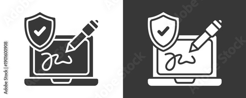 Digital Signature Icon Set Vector Collection Isolated In Black And White