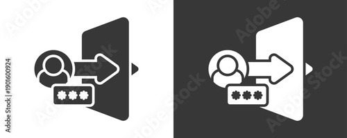 Login Session Icon Set Vector Collection Isolated In Black And White