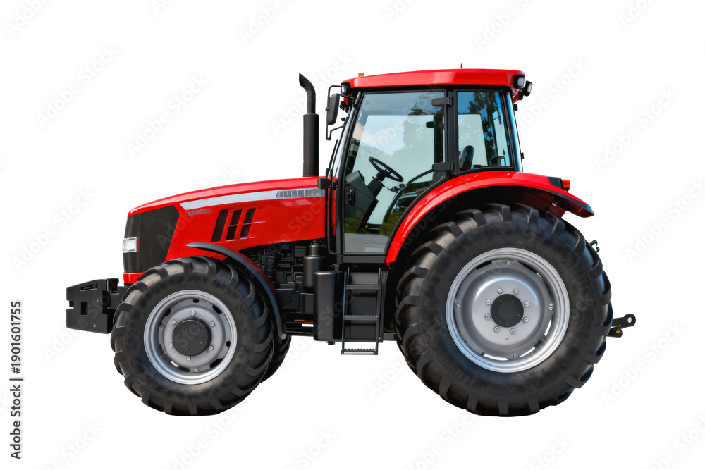 Obraz premium Red Tractor with Large Wheels and Cabin