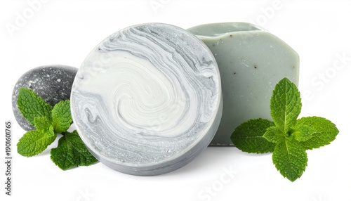 Handmade Marble Soap with Stone Texture Isolated on White