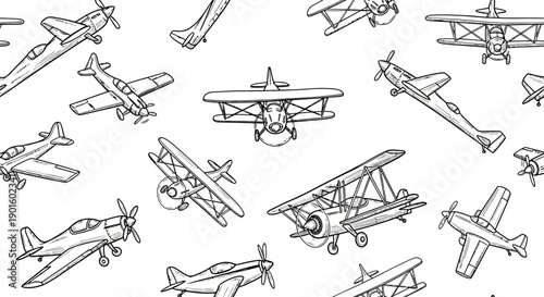 Engaging Airshow Display, Vintage Airplanes, Open Field, Illustration, Daytime, Aerial Perspective, Aviation Excitement