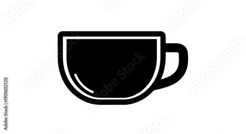 Black coffee cup icon on white background