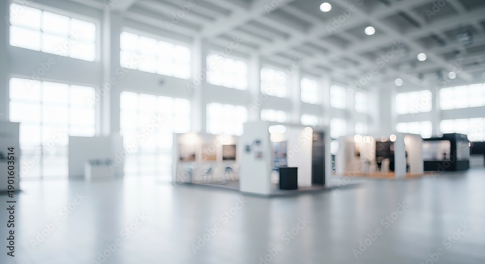 Fototapeta premium Bright and Airy Minimalist Architectural Exhibition Hall Bathed in Soft Natural Daylight and Space