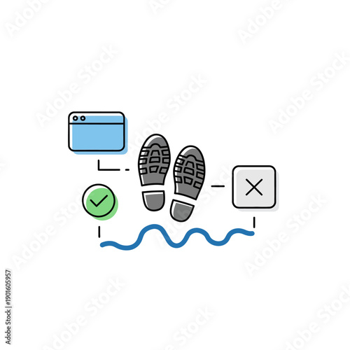 Footwear Selection Process with Browser and Symbols.