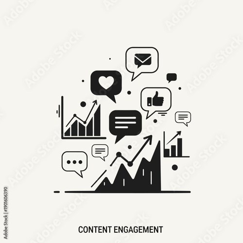 Content Engagement Infographic with Charts and Icons.