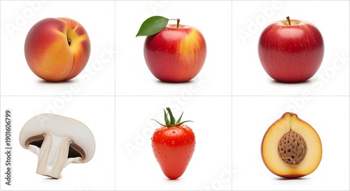 High-Detail Stock Image of Fresh Organic Fruits and Vegetables in a Beautiful Grid Arrangement