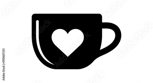 Black coffee cup with heart symbol