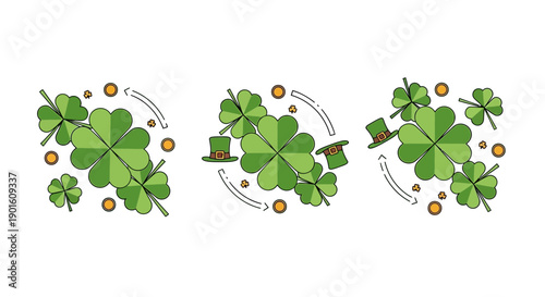 Clover Life Cycle Stages Green Leaves.