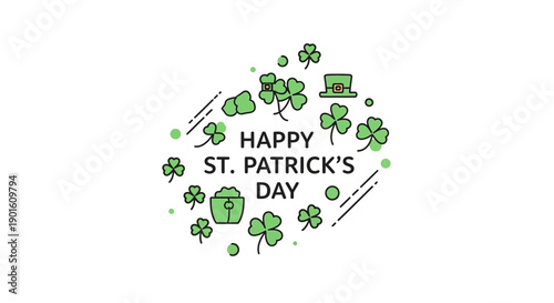 St Patricks Day Illustration with Shamrocks.