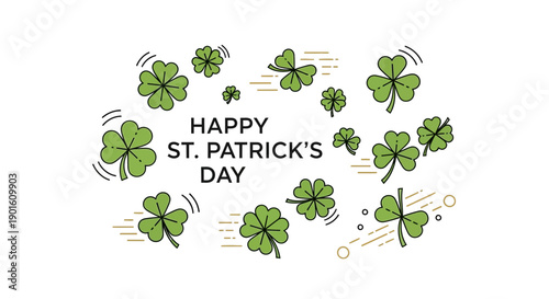 St Patricks Day Clover Leaves Illustration.