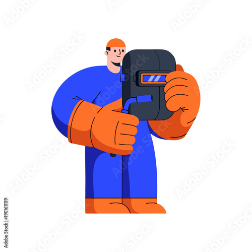 Welder Holding Welding Machine