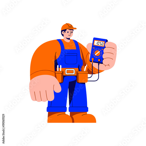 Electrician Testing Circuit with Multimeter