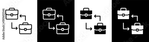 business to business white icon set design