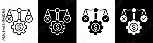 Business Eth white icon set design