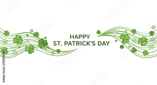 St Patricks Day Illustration with Shamrocks.