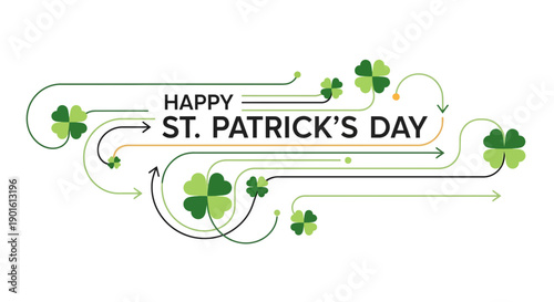 St Patricks Day Illustration with Shamrocks.