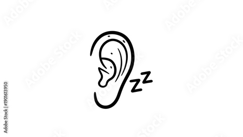 Stylized illustration of a human ear with zzz symbols indicating sleep.