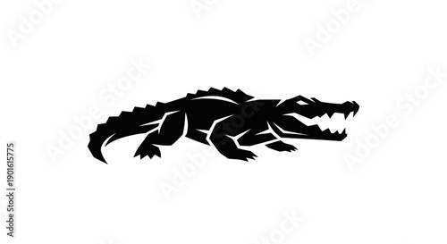 Black crocodile silhouette isolated