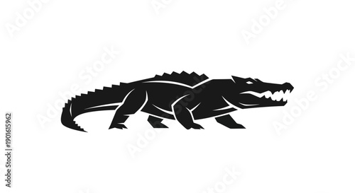 Black crocodile silhouette isolated on white
