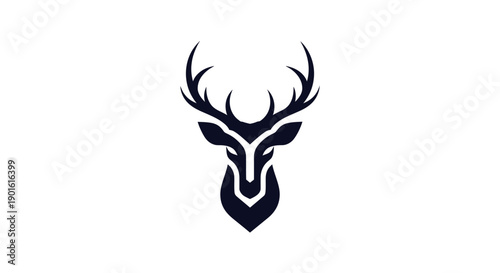 A minimalist illustration of a deer's head with antlers viewed from the front