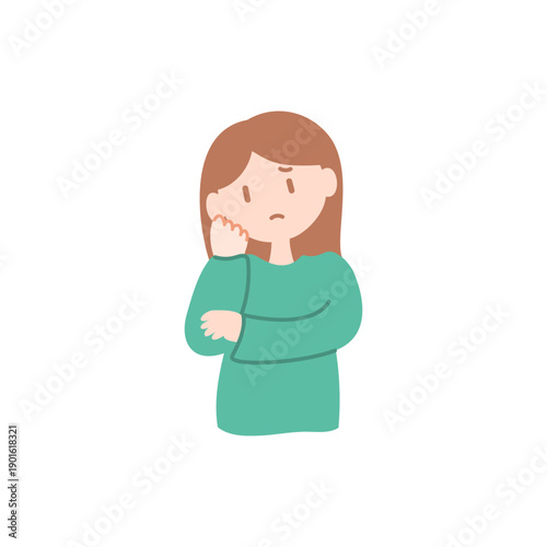 悩む女性のベクターイラスト