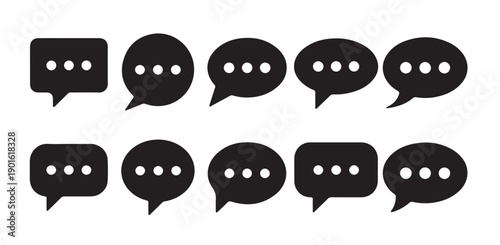 Message typing indicators featuring black speech bubbles with three dots communication icons