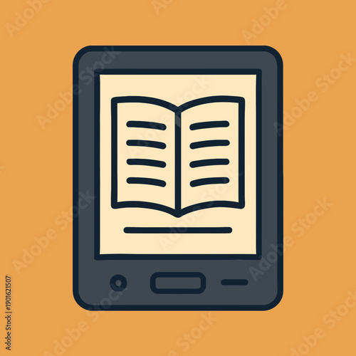 E-book Reader Device Flat Vector