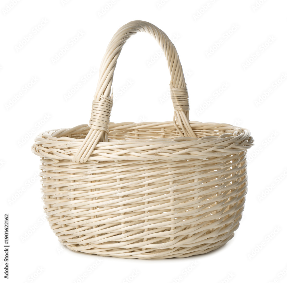 Obraz premium One empty Easter basket isolated on white