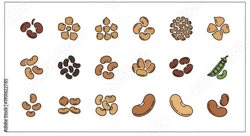 Flat lay of various nuts and seeds on a white background, showcasing a world of healthy snacks for a pulses day.
