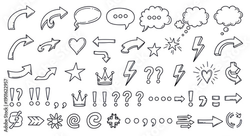 Collection of Hand Drawn Doodle Icons and Symbols.
