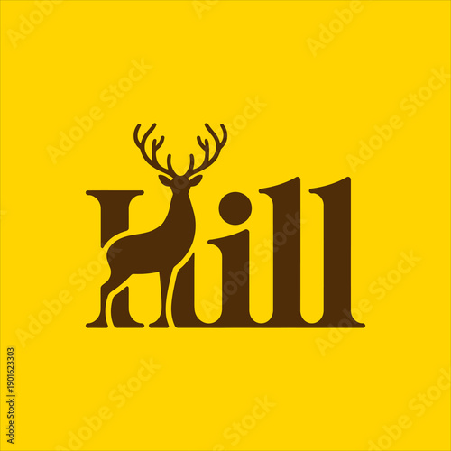 Luxury deer and hill logo with elegant silhouette style. Suitable for premium brands, outdoor adventure, hunting, forest products, real estate, and upscale branding identity.