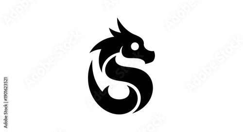Black dragon icon on white background
