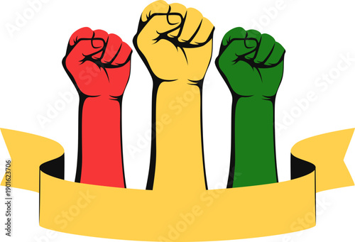 Valokuva Raised Fists Unity Banner