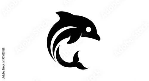 Black dolphin silhouette against white background