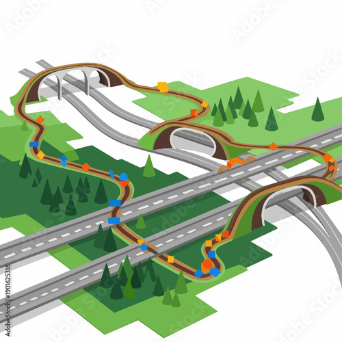 Complex highway interchange system design.