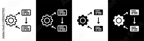 procedure management white icon set design