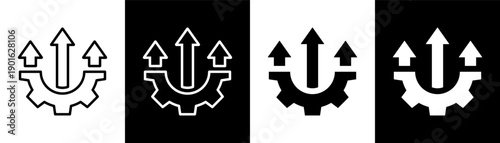 operational efficiency white icon set design