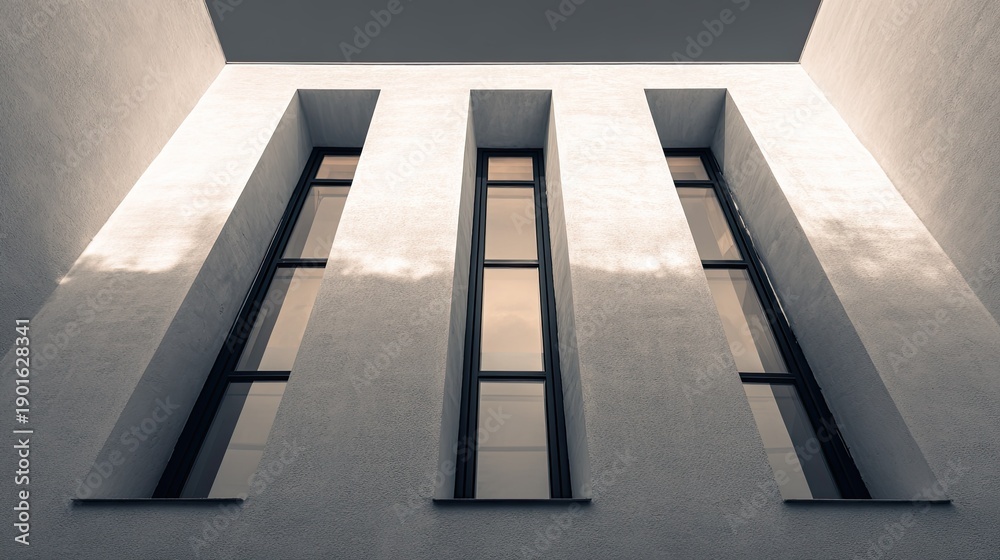 Fototapeta premium Modern facade with vertical windows