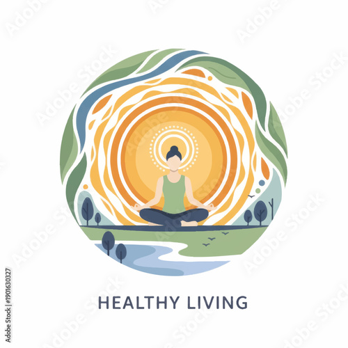 Person meditating in a serene natural environment symbolizing healthy living.