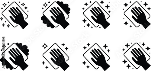 Set of Hand Cleaning Surface with Cloth and Sparkles