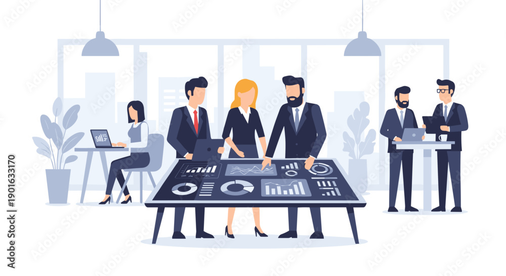 Fototapeta premium Business Professionals Working Together at Meeting Table.