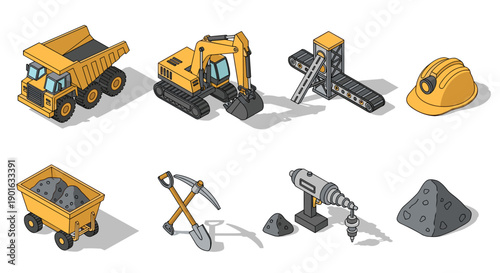 Collection of Construction Equipment and Tools.
