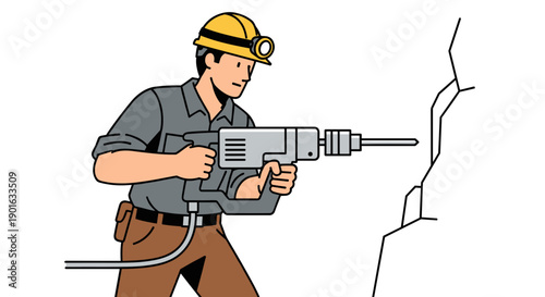 Construction Worker Drilling into Rock Formation 1.