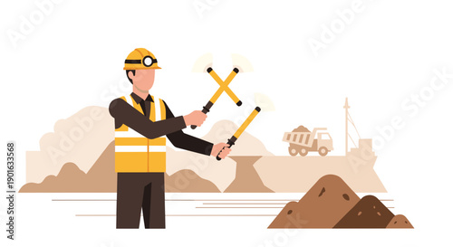 Construction Worker Holding Measuring Tools.